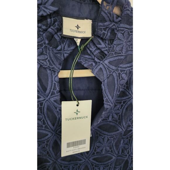 Tuckernuck Navy Organza Palmerston Dress Sz M - Picture 10 of 11